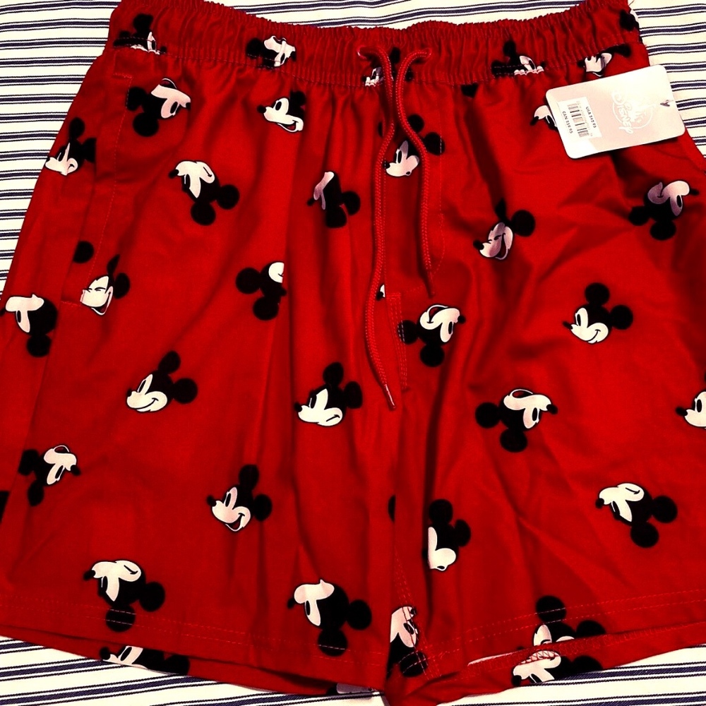 Men's Mickey Bathing Suit (Red/Medium)
